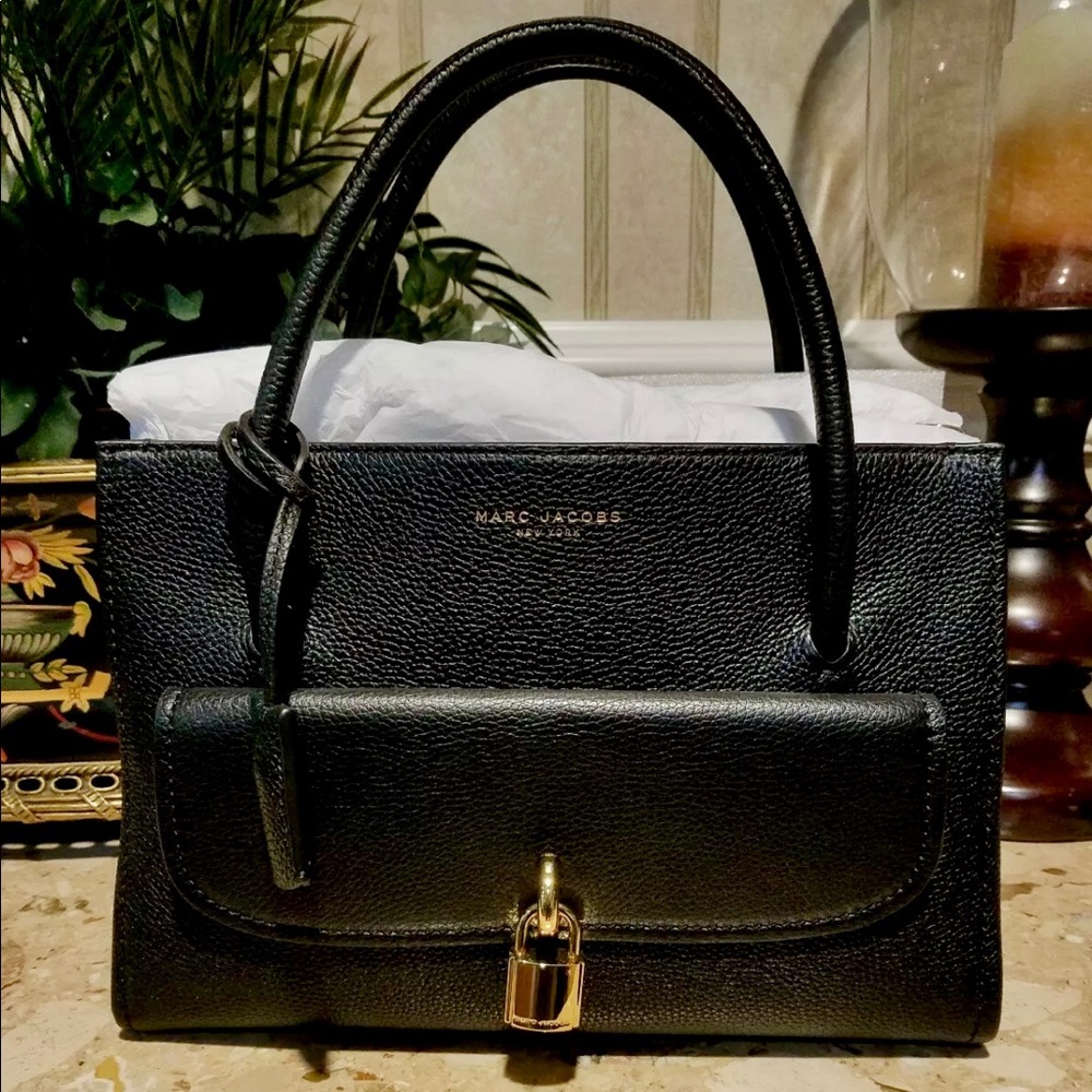 Marc Jacobs Lock That Black Leather Satchel Bag - Picture 4 of 8